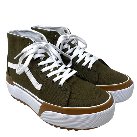 VANS Sk8-Hi Tapered Platform Canvas Dark Olive Shoes Skate Women's VN0005U2DOL - Picture 2 of 9